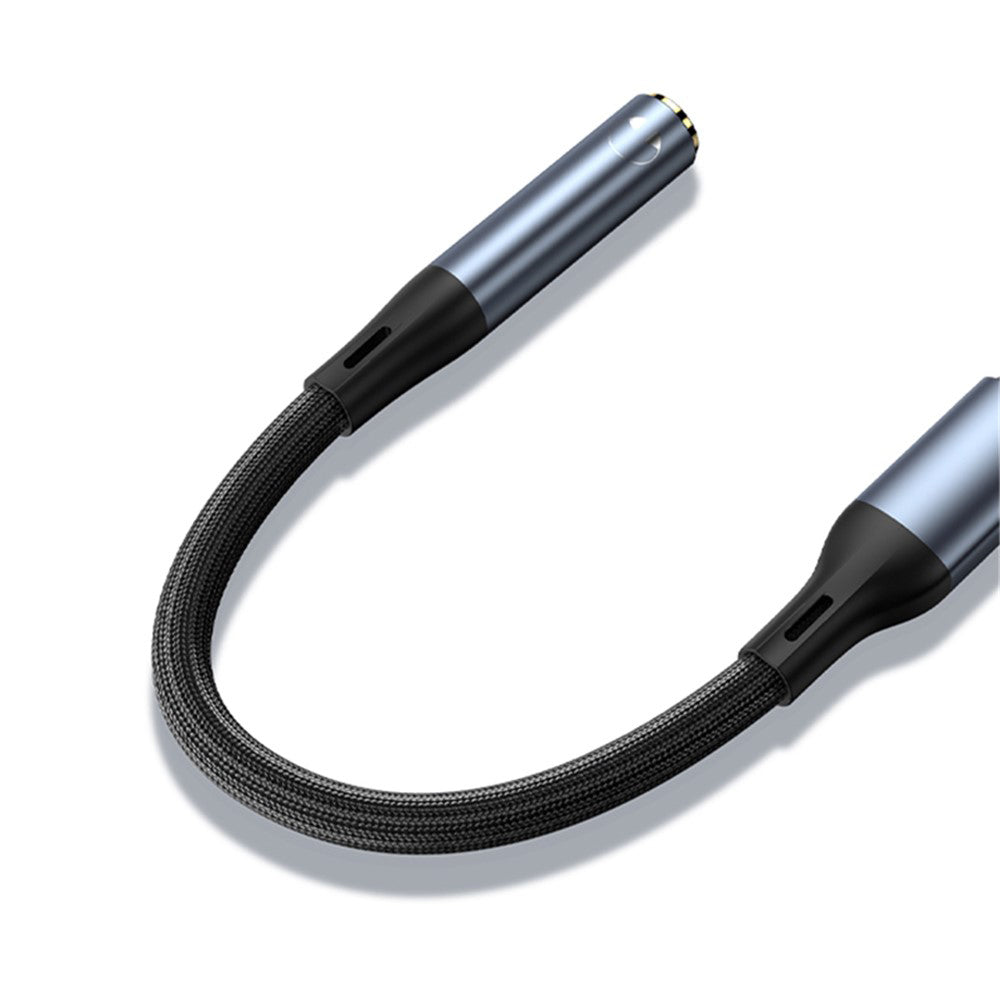 Adaptor Yesido Audio Cable Adapter (YAU38), Type-C to Jack 3.5mm, Nylon, Aluminum Alloy, 15cm, Negru