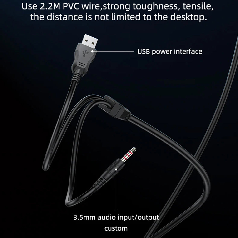Casti Yesido Wired (EK03), for Gaming, Jack 3.5mm, USB, with Microphone, Lights, 2m, Negru