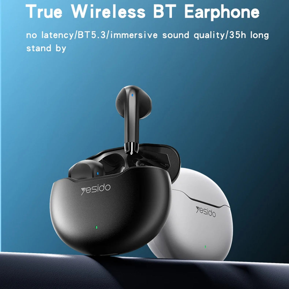 Casti Yesido (TWS21), with Bluetooth V5.3, Half-In-ear Design, Touch Control, Noise Cancelling, 320mAh, Alb