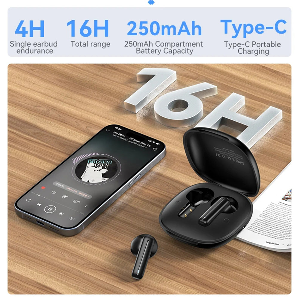 Casti Yesido (TWS25), with Microphone, Bluetooth V5.3, Touch Control, Half-In-ear Design, 250mAh, Negru