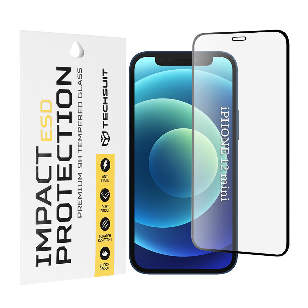 Folie de protectie Techsuit ESD Glass compatibil cu iPhone 12 mini, Negru