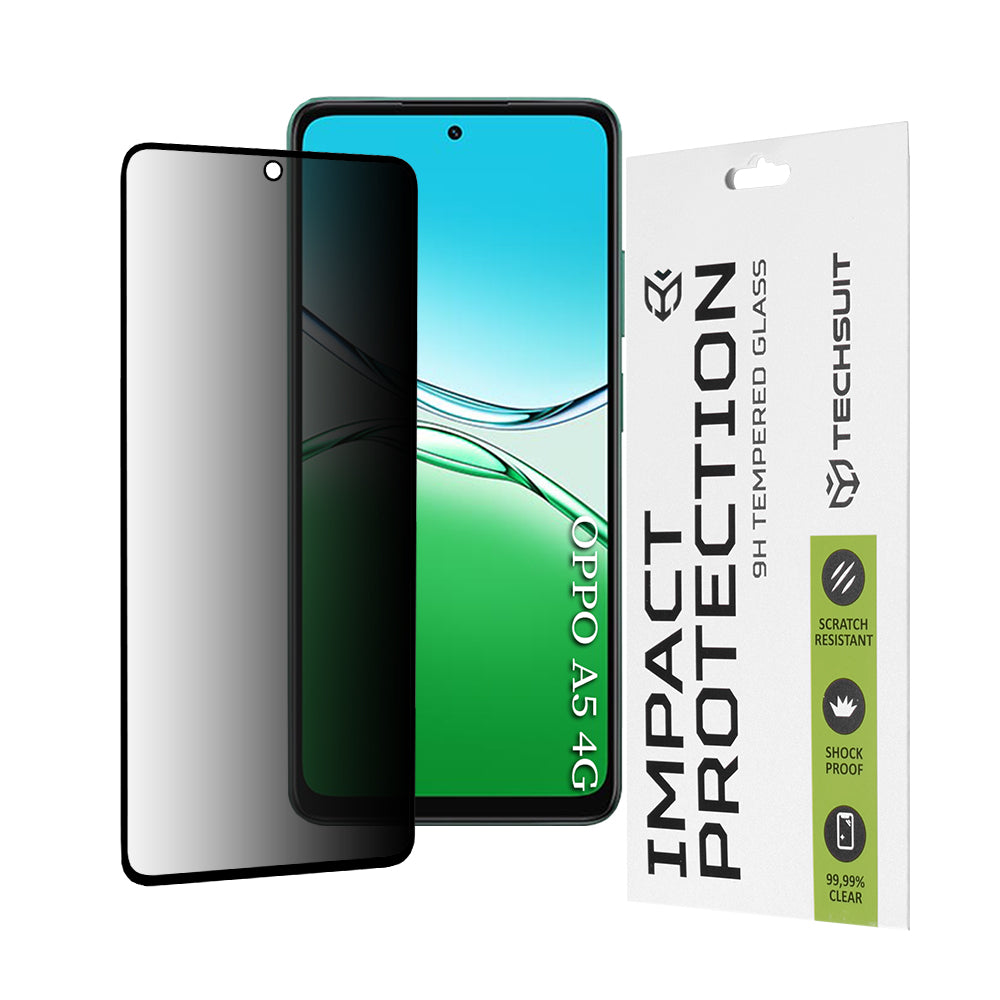 Folie de protectie Techsuit 111D Privacy Full Glue compatibil cu Oppo A5 4G / A5 5G, Negru