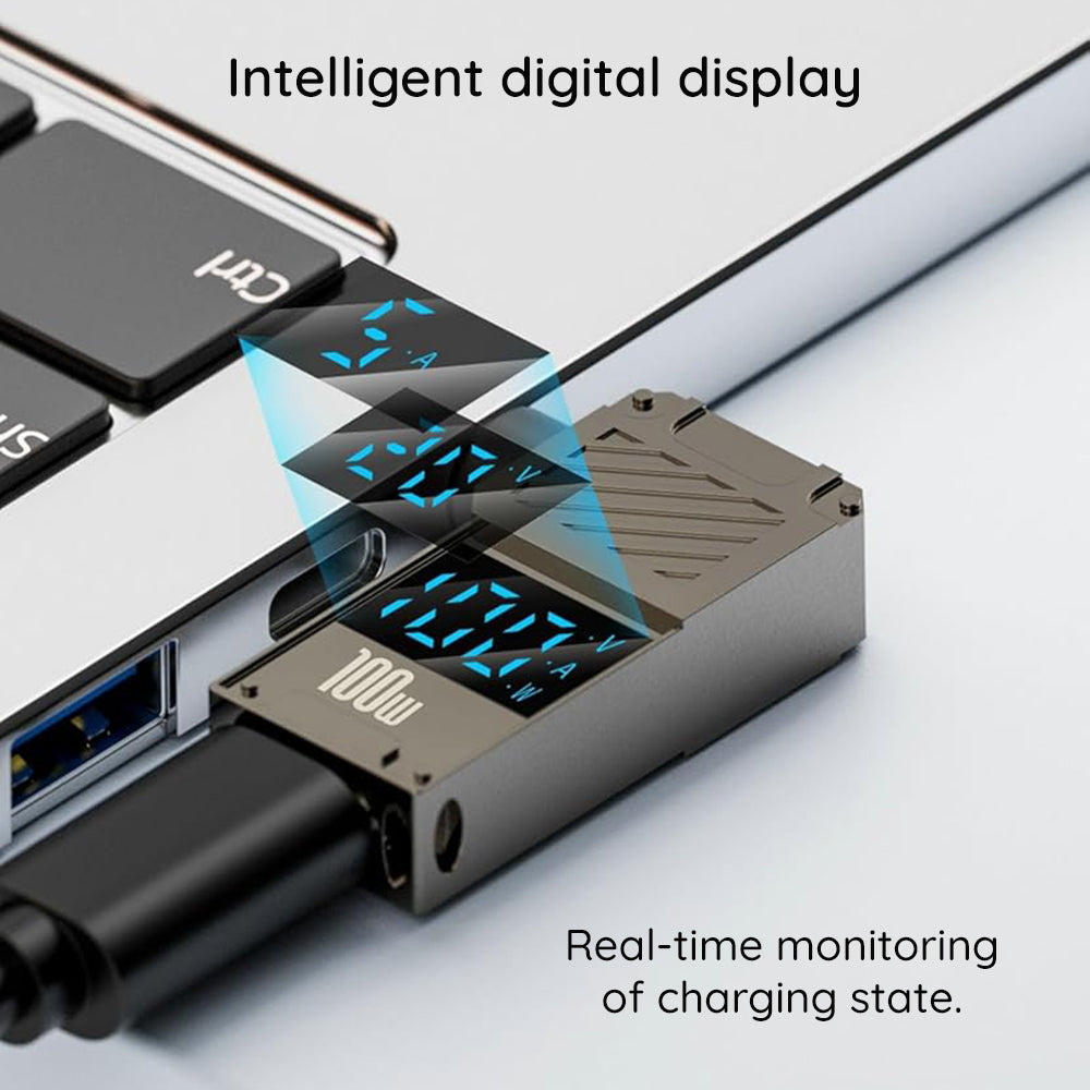 Adaptor Techsuit Adapter LaptopPlugX (A22), for Laptop, DC to Type-C, 100W, LED Display, Gri