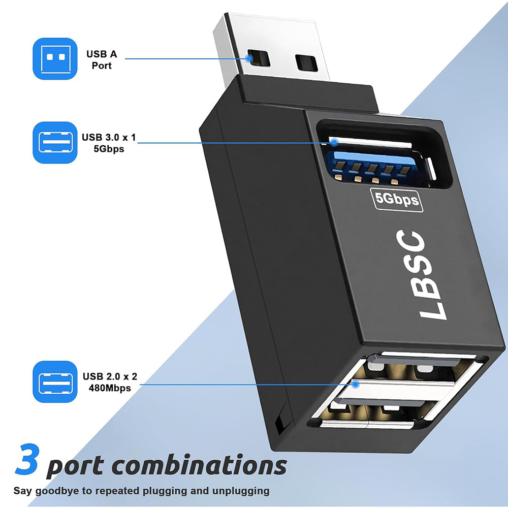 Hub/Dock Techsuit Mini Docking Station EchoLink 3 in 1 (H11), USB to 2x USB 2.0, 1x USB 3.0, 5Gbps, Negru
