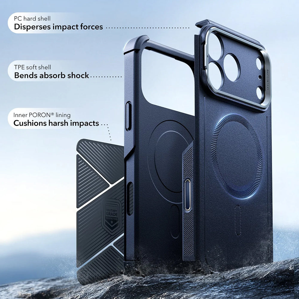 Husa de protectie ESR Cyber Armor Kickstand compatibil cu iPhone 17 Pro Max, Albastru