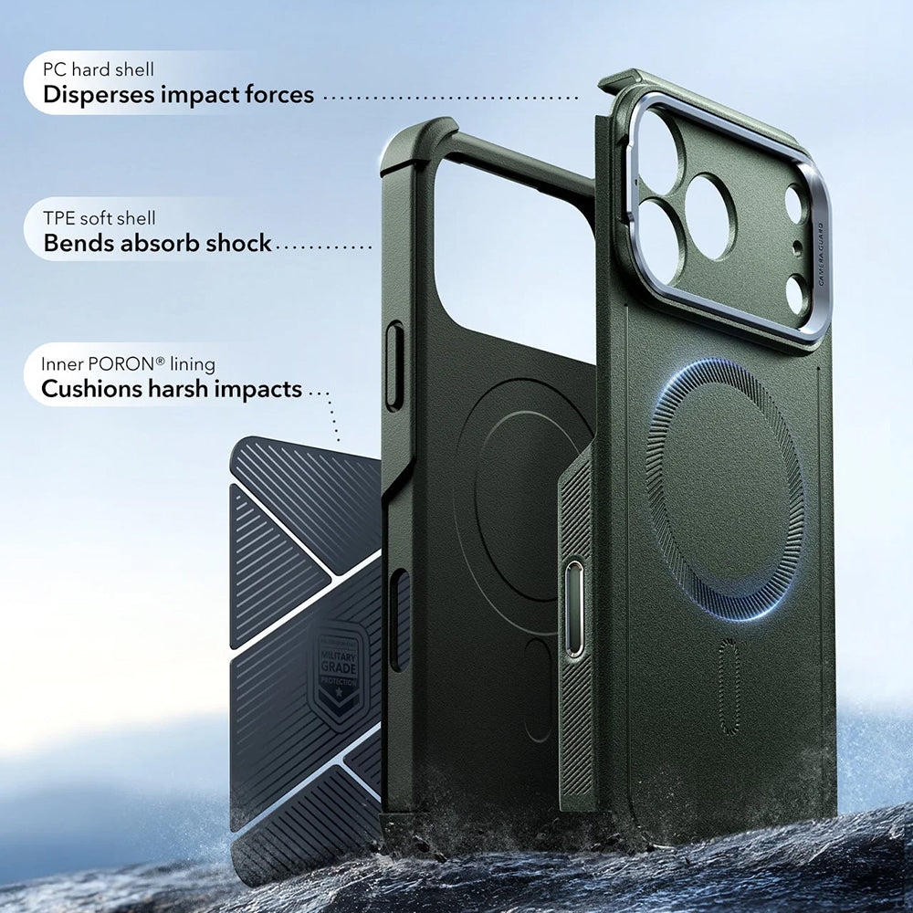 Husa de protectie ESR Cyber Armor Kickstand compatibil cu iPhone 17 Pro, Verde