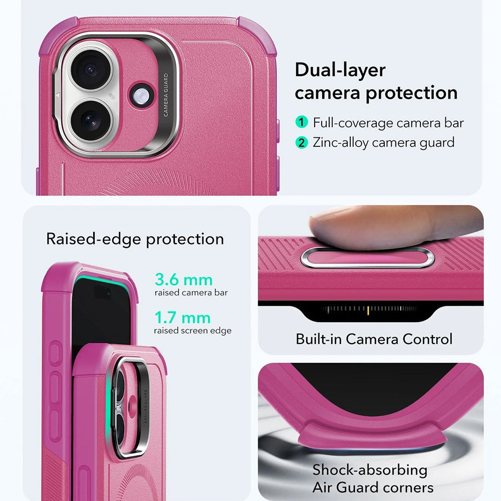 Husa de protectie ESR Cyber Armor Kickstand compatibil cu iPhone 17, Roz