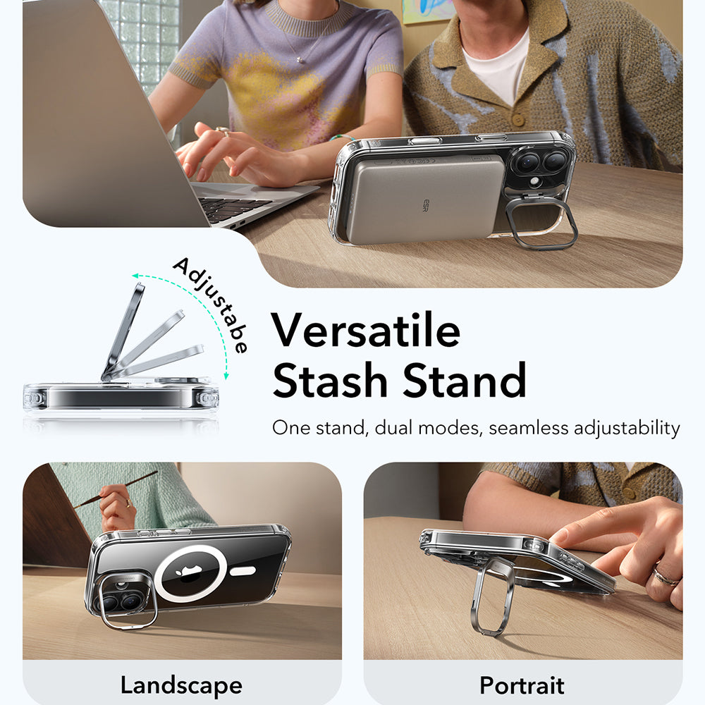 Husa de protectie ESR Classic Hybrid HaloLock Kickstand compatibil cu iPhone 17, Transparent