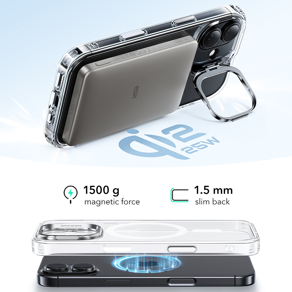 Husa de protectie ESR Classic Hybrid HaloLock Kickstand compatibil cu iPhone 17, Transparent