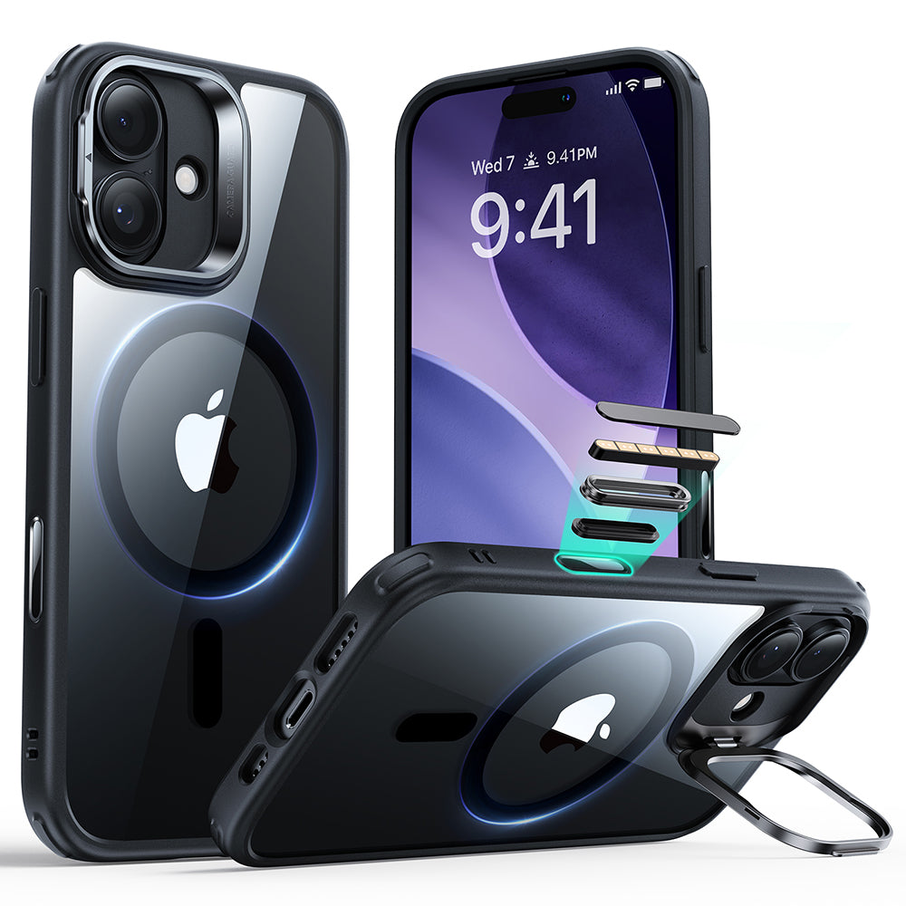 Husa de protectie ESR Classic Hybrid HaloLock Kickstand compatibil cu iPhone 17, Transparent Black