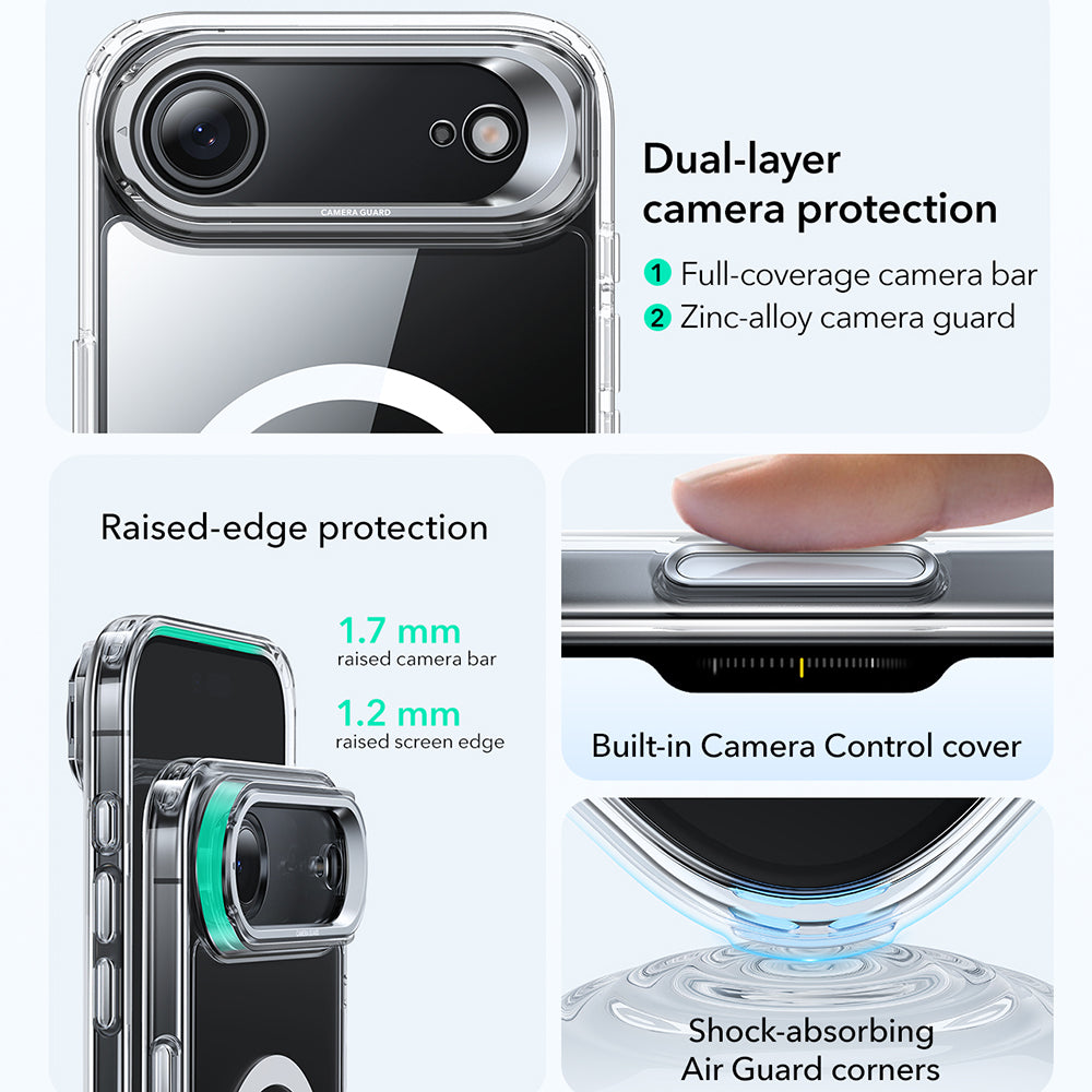 Husa de protectie ESR Classic Hybrid HaloLock Kickstand compatibil cu iPhone 17 Air, Transparent