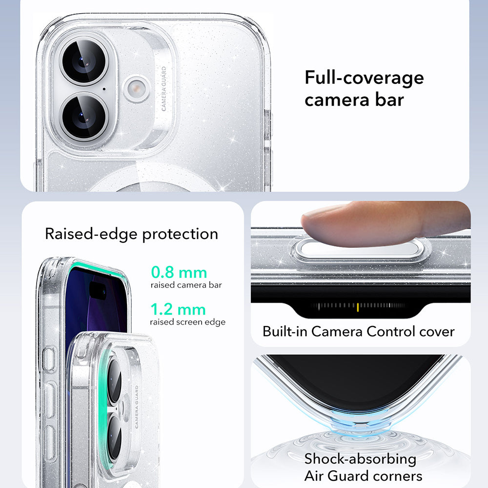 Husa de protectie ESR Classic Hybrid HaloLock compatibil cu iPhone 17, Transparent Shimmer