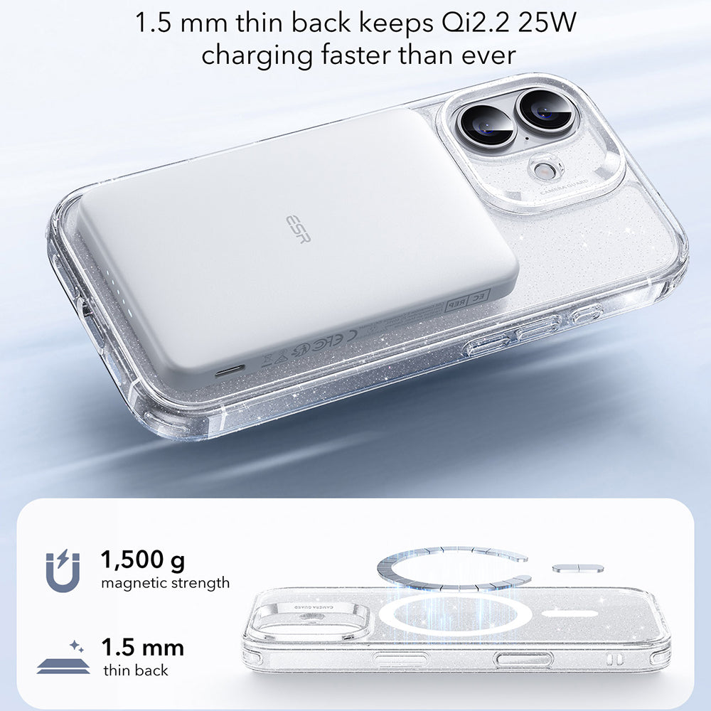 Husa de protectie ESR Classic Hybrid HaloLock compatibil cu iPhone 17, Transparent Shimmer