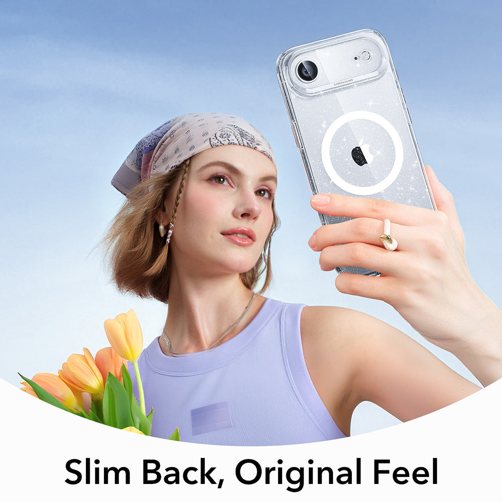 Husa de protectie ESR Classic Hybrid HaloLock compatibil cu iPhone 17 Air, Transparent Shimmer