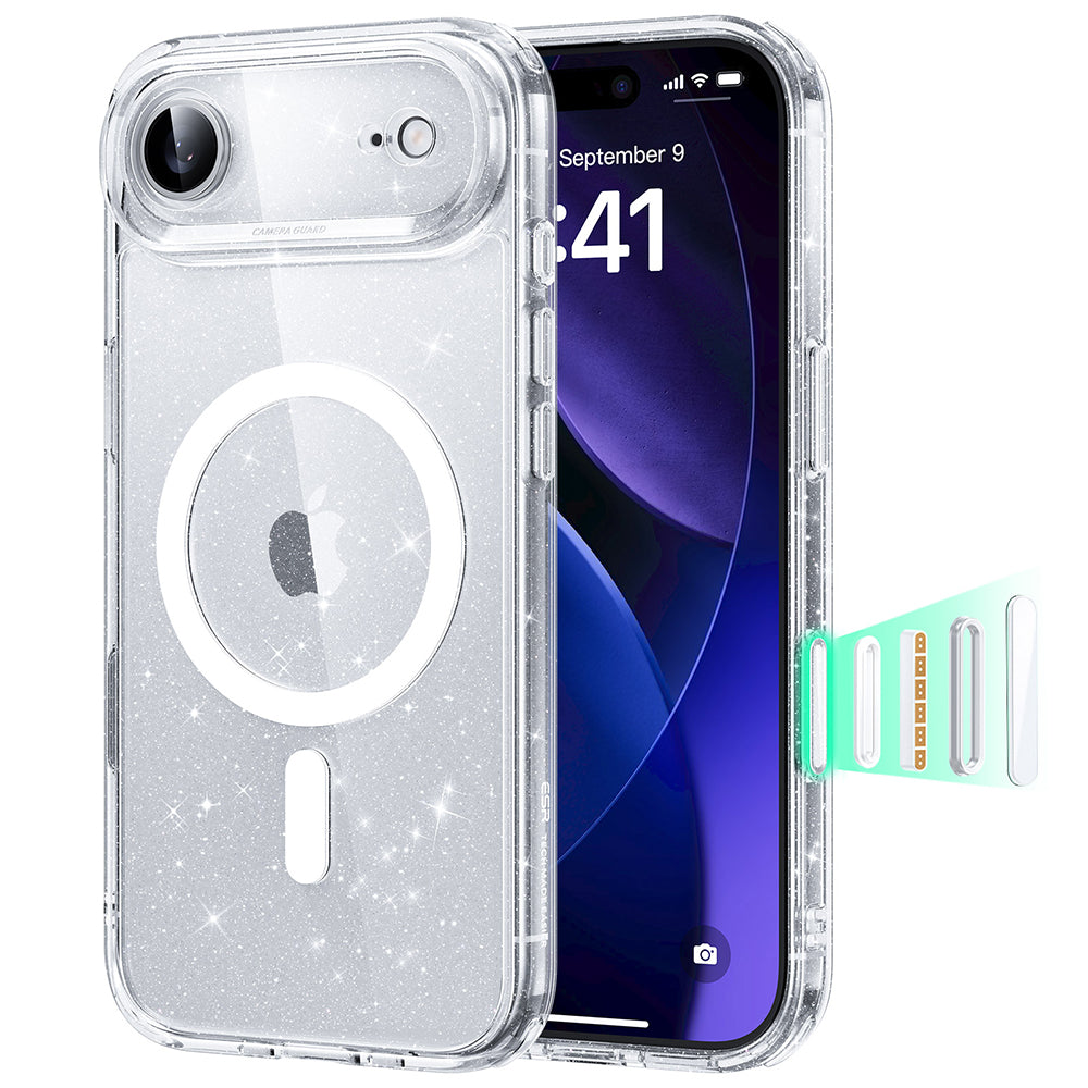 Husa de protectie ESR Classic Hybrid HaloLock compatibil cu iPhone 17 Air, Transparent Shimmer