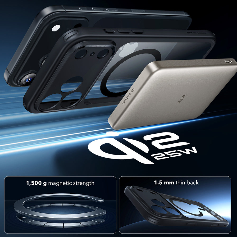 Husa de protectie ESR Classic Hybrid HaloLock compatibil cu iPhone 17 Pro, Transparent Black