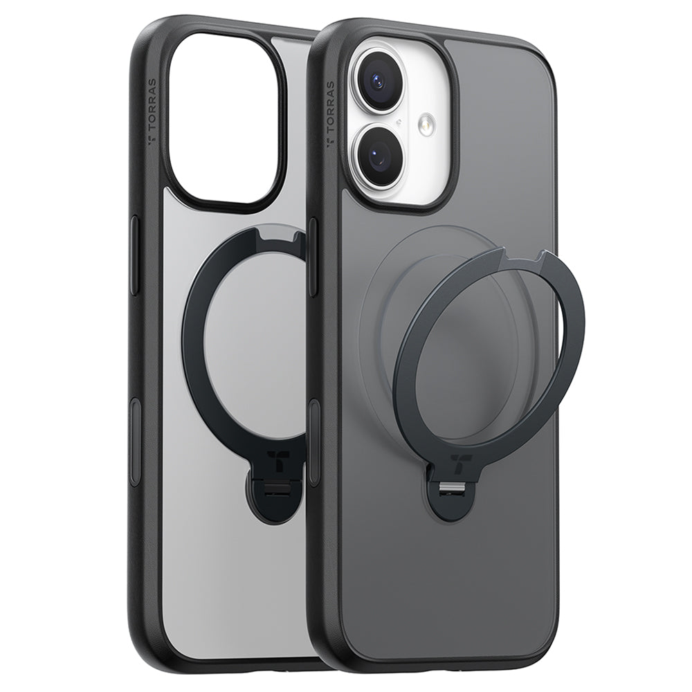 Husa de protectie Torras Ostand Spin MagSafe Series compatibil cu iPhone 17, Negru