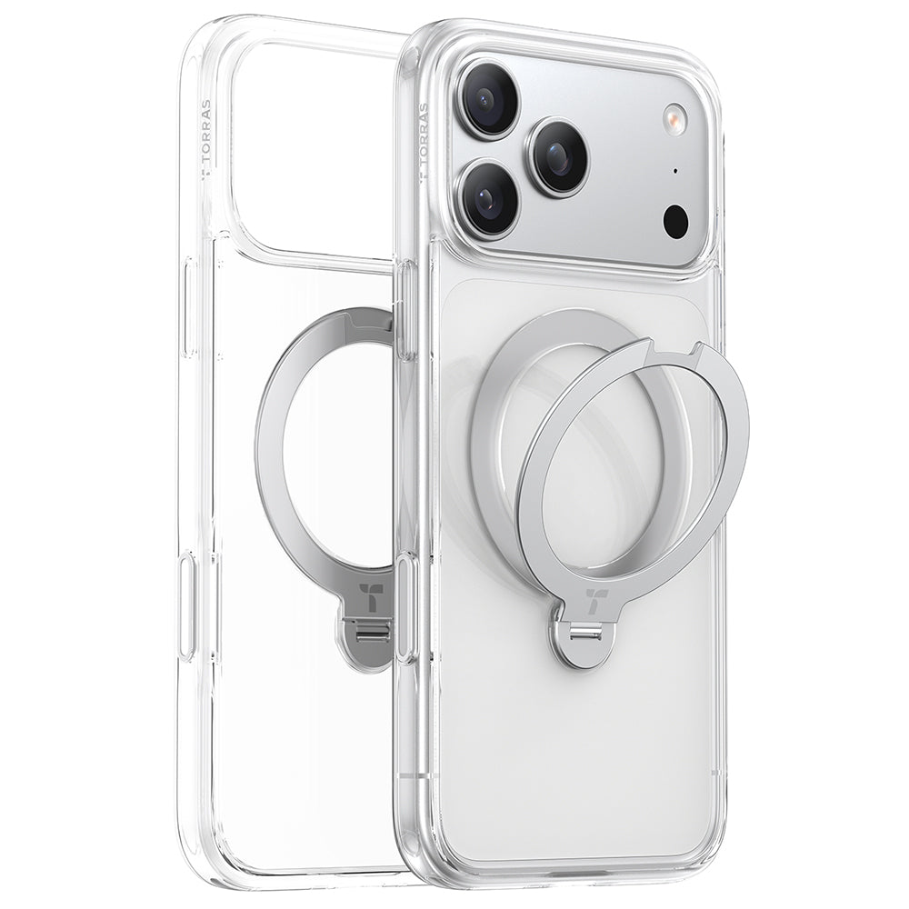 Husa de protectie Torras Ostand Spin MagSafe Series compatibil cu iPhone 17 Pro Max, Transparent