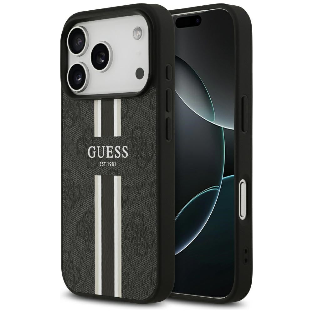 Husa de protectie Guess Hardcase 4G Printed Stripes MagSafe (GUHMP17XP4RPSK) compatibil cu iPhone 17 Pro Max, Negru