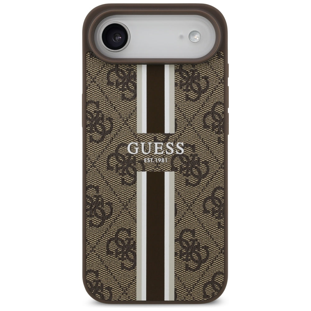 Husa de protectie Guess Hardcase 4G Printed Stripes MagSafe (GUHMP17MP4RPSW) compatibil cu iPhone 17 Air, Maro
