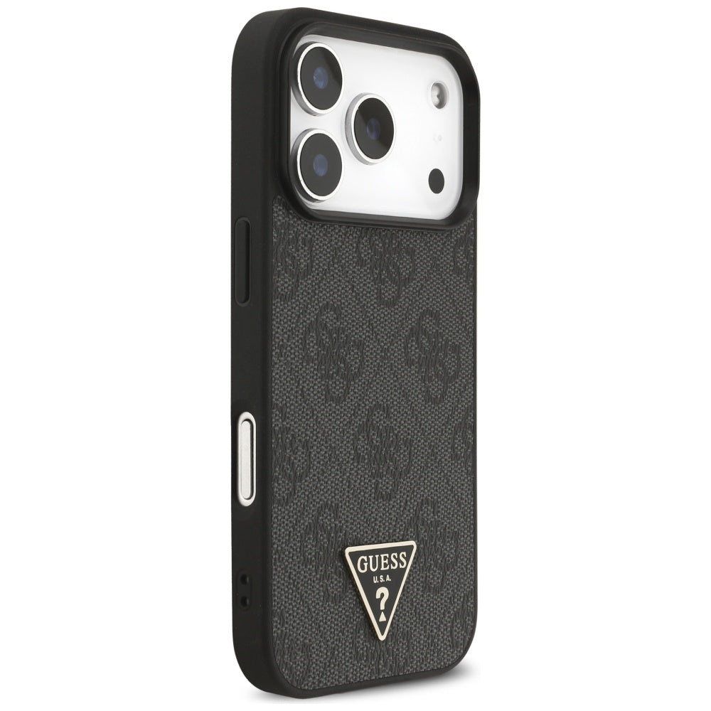 Husa de protectie Guess Hardcase 4G Triangle Logo MagSafe with Cord Strap (GUHMP17LP4TSDPPSK) compatibil cu iPhone 17 Pro, Negru