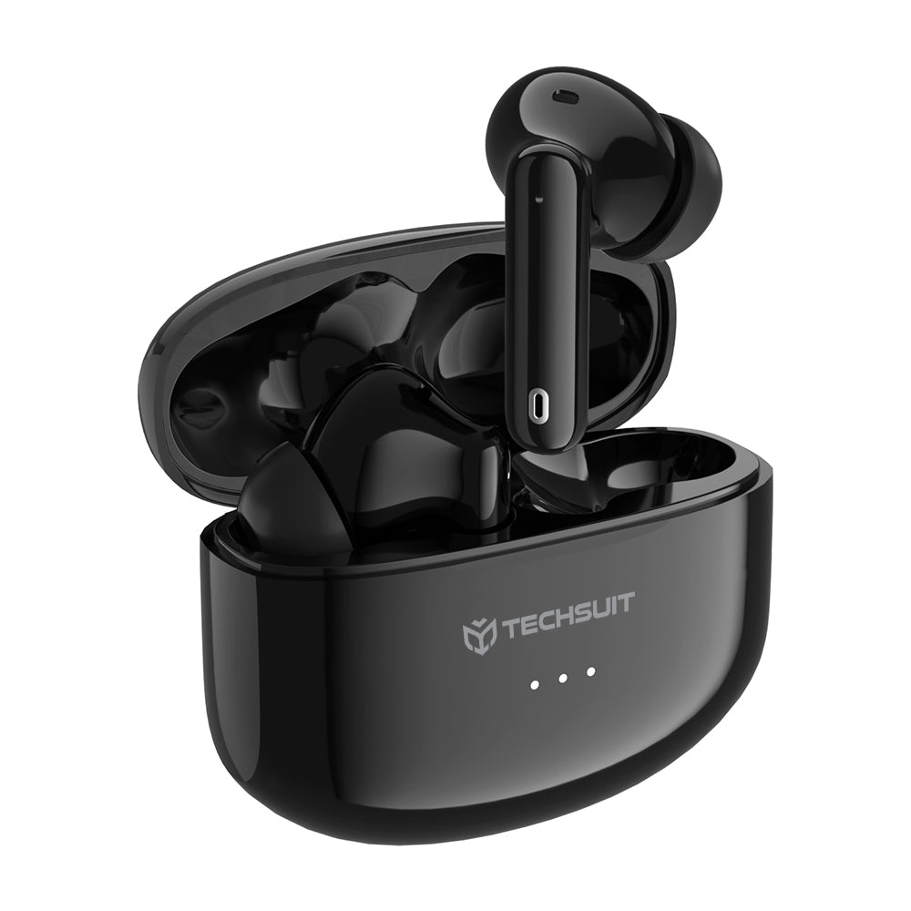 Casti Wireless, In-ear, 300mAh, USB-C, Tehnologie ANC, Control Tactil - Techsuit Audira Pro (CW1) - Black