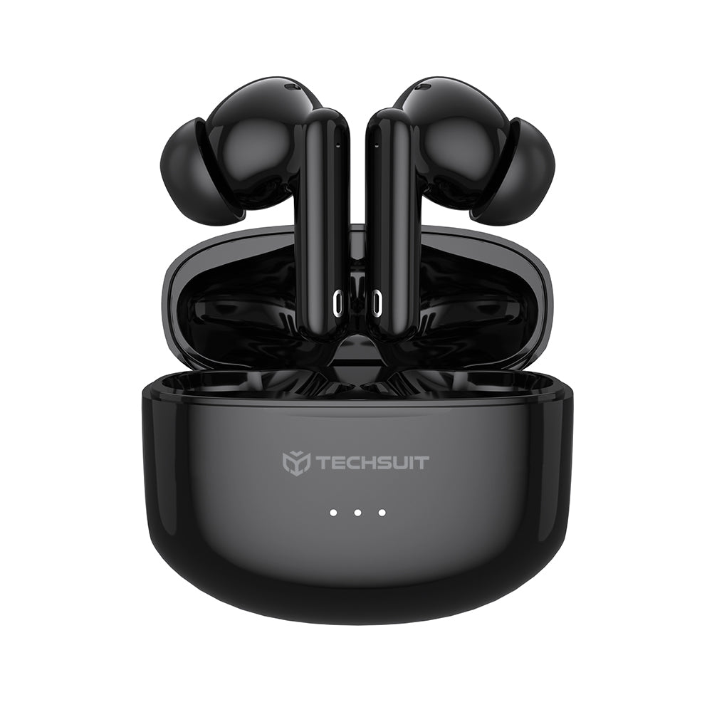 Casti Wireless, In-ear, 300mAh, USB-C, Tehnologie ANC, Control Tactil - Techsuit Audira Pro (CW1) - Black