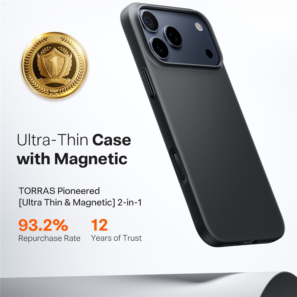 Husa de protectie Torras SlimFit MagSafe Series compatibil cu iPhone 17 Pro Max, Negru