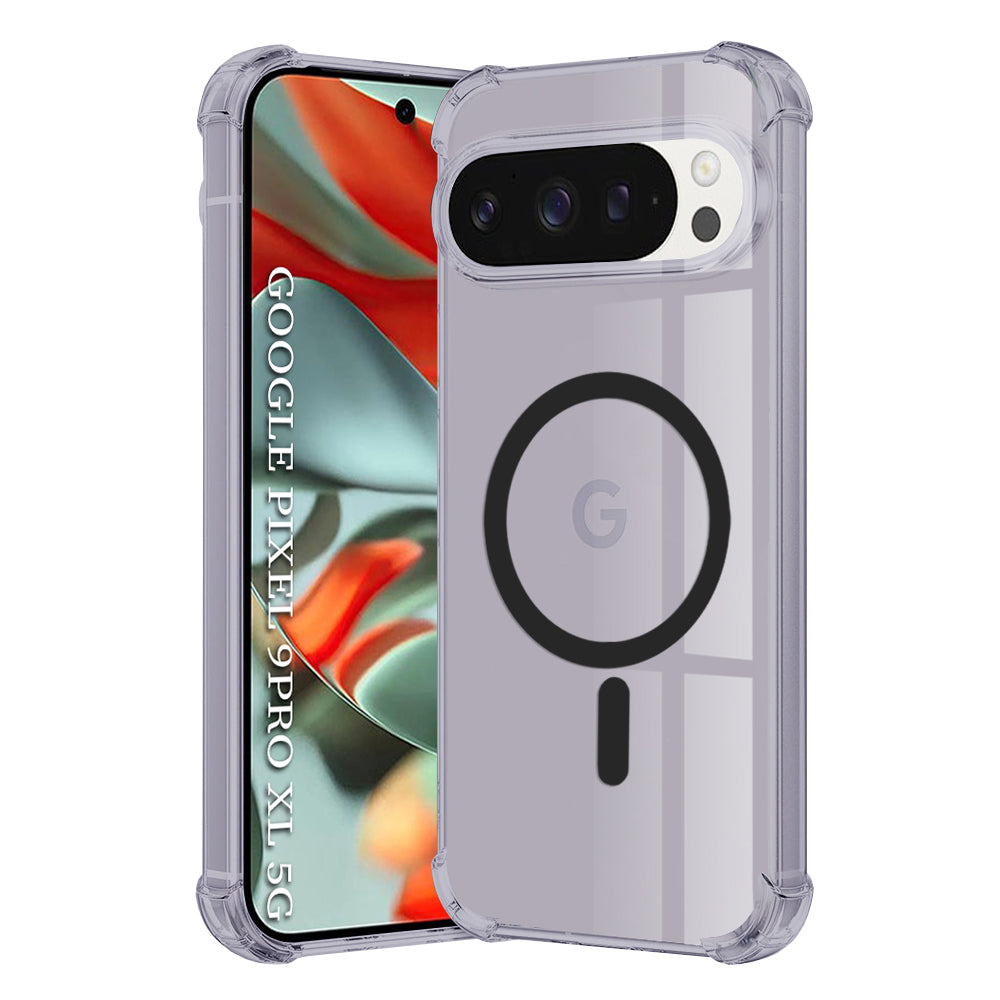 Husă Techsuit Shockproof Clear Silicone MagSafe pentru Google Pixel 9 Pro XL, negru fumuriu