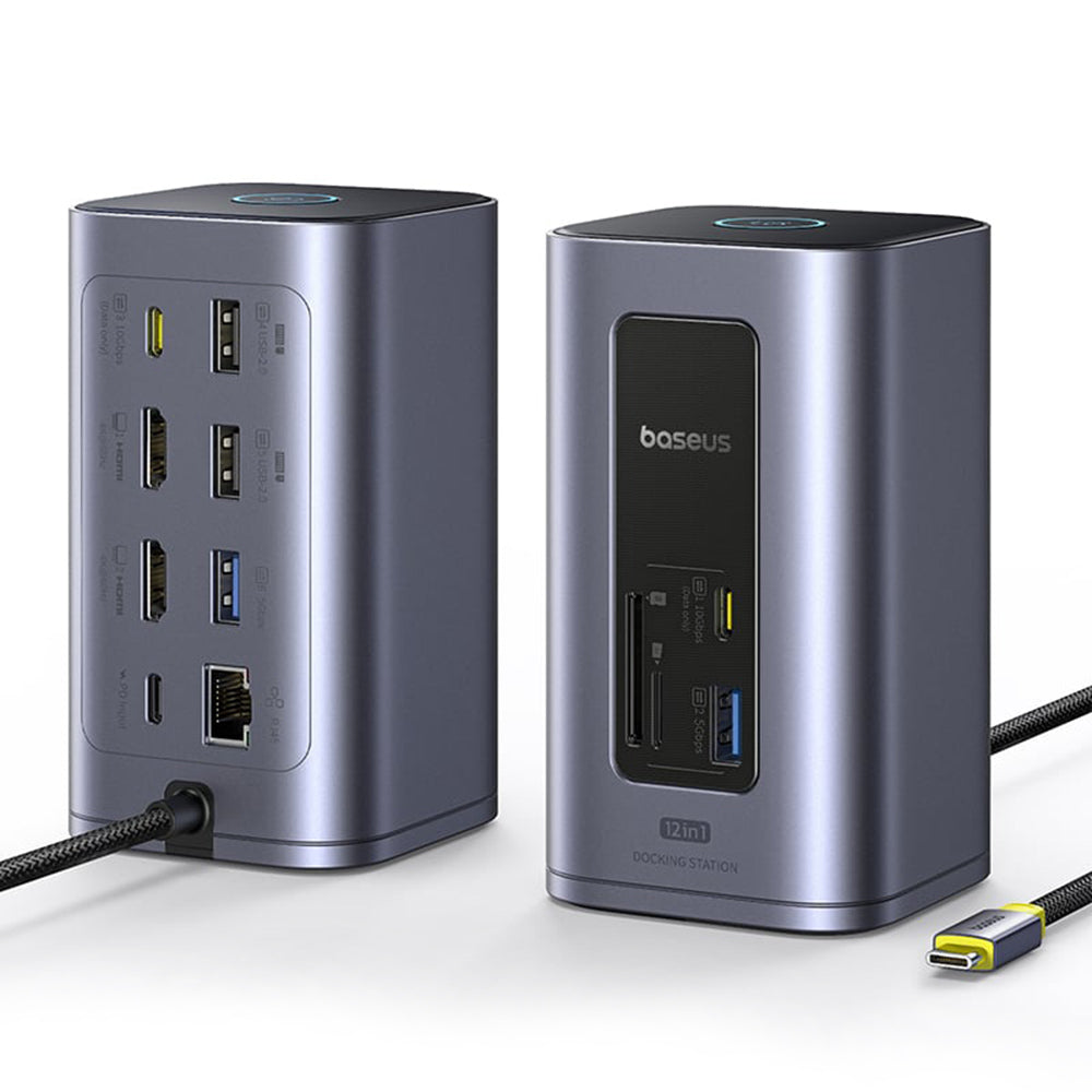 Hub Baseus NU1 Air Spacemate (B00568103813-00), USB-C, 2x HDMI / 3x USB-C / 4x USB / RJ45 / SD-TF, Gri