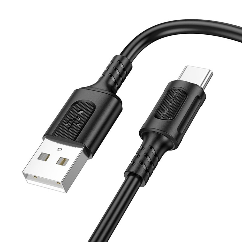 Cablu Borofone Feliz Series (BX111), USB to Type-C, PVC, Universal, 60W, 3A, 1m, Negru