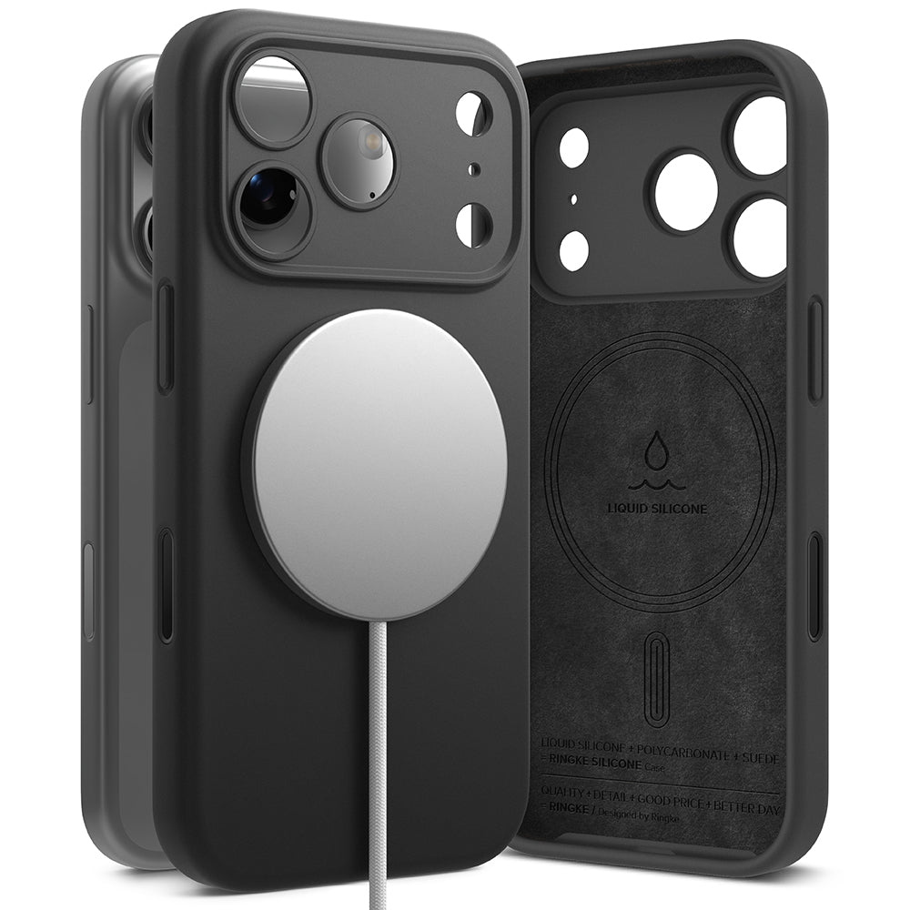 Husa de protectie Ringke Silicone Magnetic MagSafe compatibil cu iPhone 17 Pro, Negru