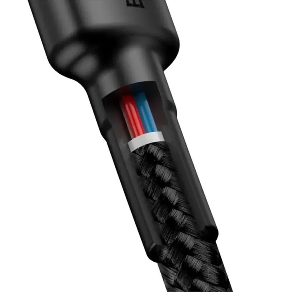 Cablu Baseus (set de 3) Cafule (E0418501), Fast Charging, USB-C to USB-C, 60W, 2m, Negru / Grey