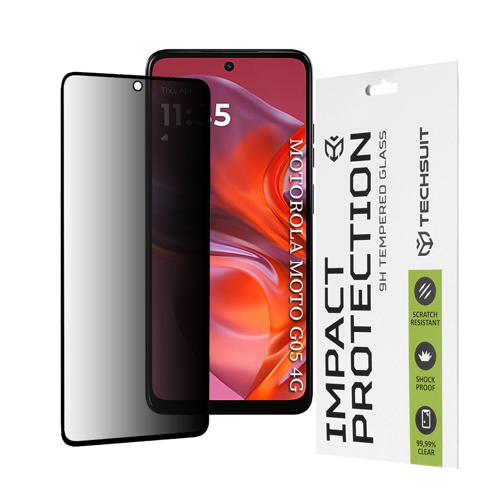 Folie de protectie Techsuit 111D Privacy Full Glue compatibil cu Motorola Moto G05 / E15, Negru