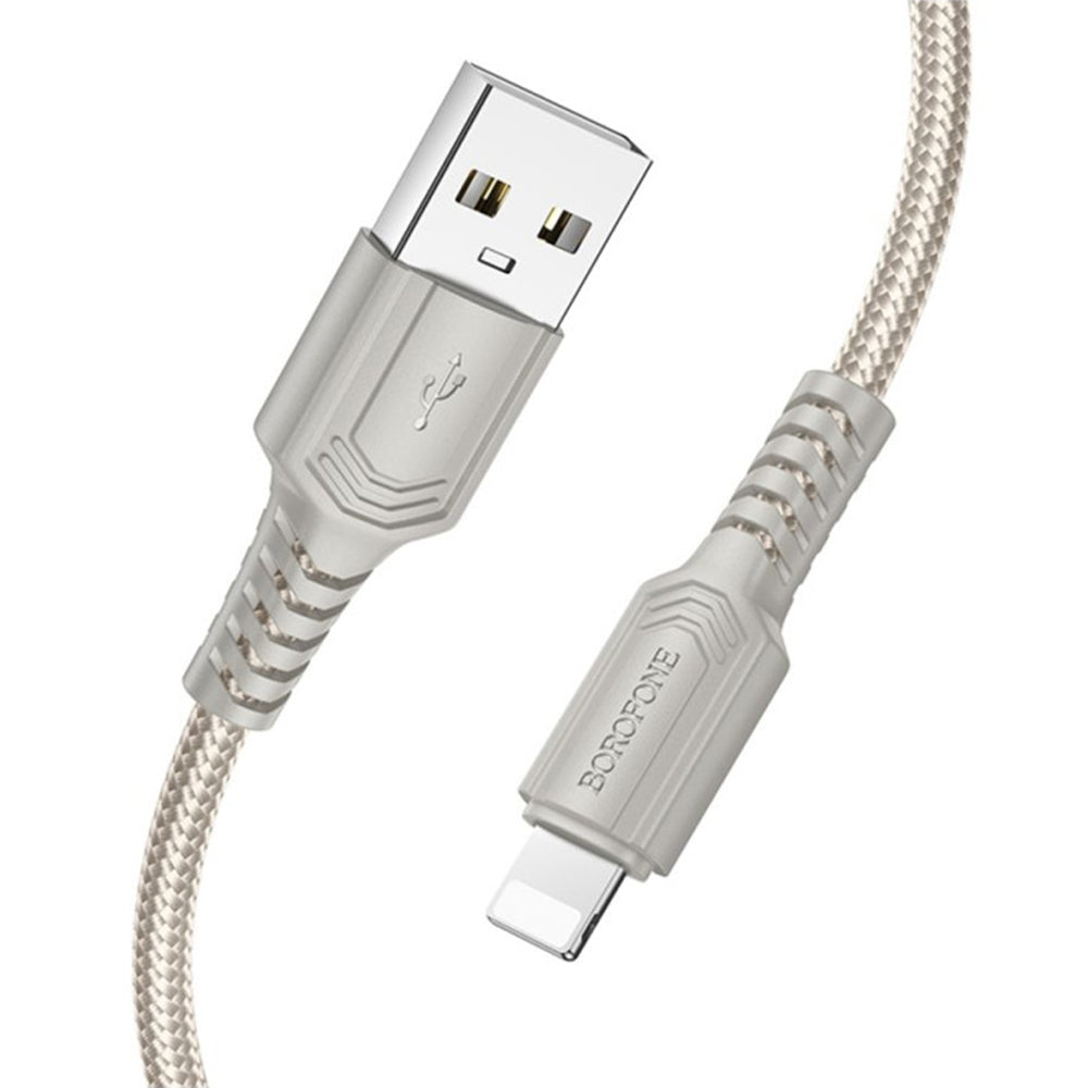 Cablu Borofone Certain Series (BX116), USB to Lightning, Nylon Braided, 2.4A, 1m, Negru