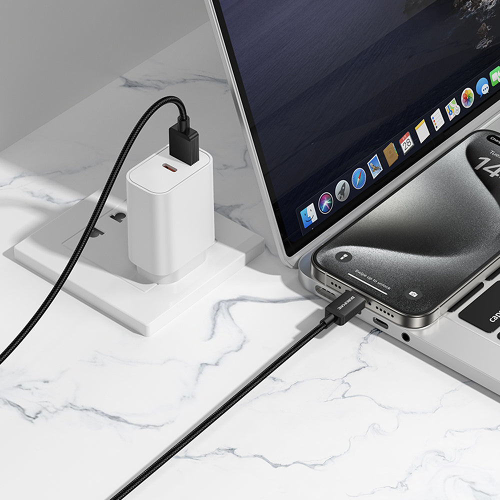 Cablu Borofone Placer Series (BX120), USB to Type-C, Aluminum Alloy Shell, Nylon Braided Cable, 3A, 1m, Negru