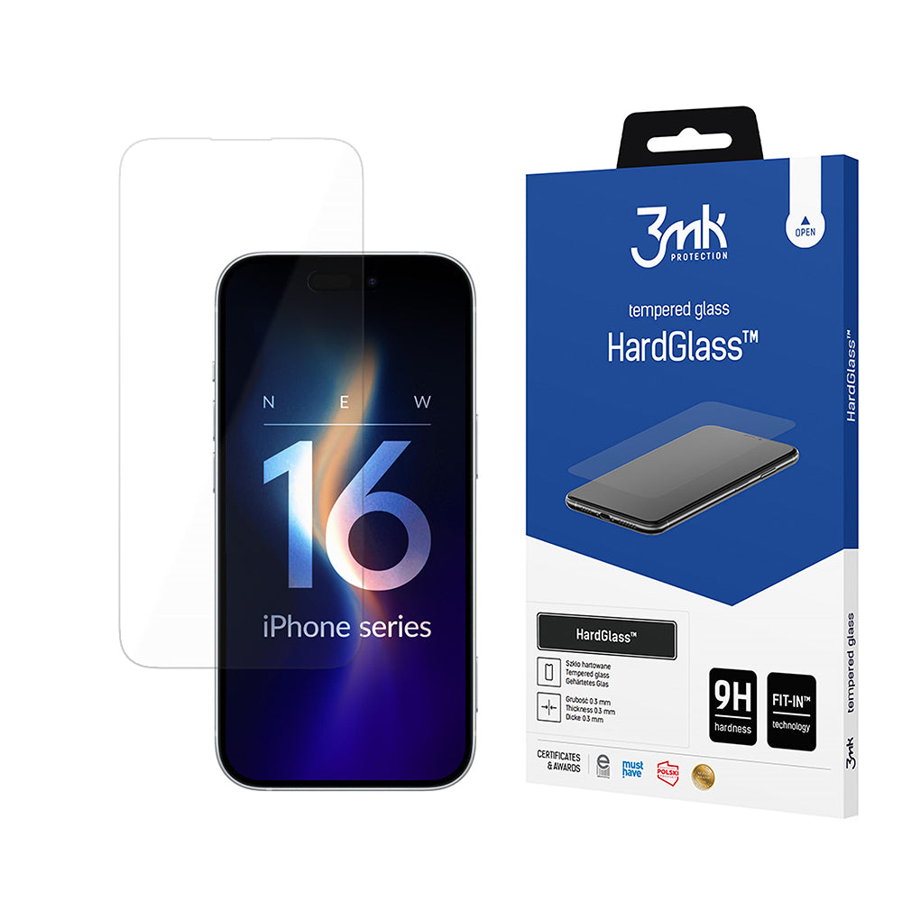 Folie de protectie 3mk HardGlass Tempered compatibil cu iPhone 16 Pro Max, Transparent