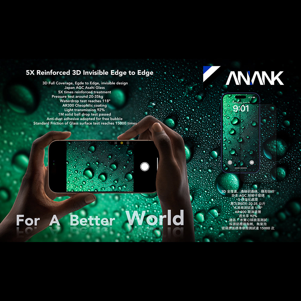 Folie de protectie ANANK 3D Invisible 5X Reinforced Edge to Edge compatibil cu iPhone 17, Negru