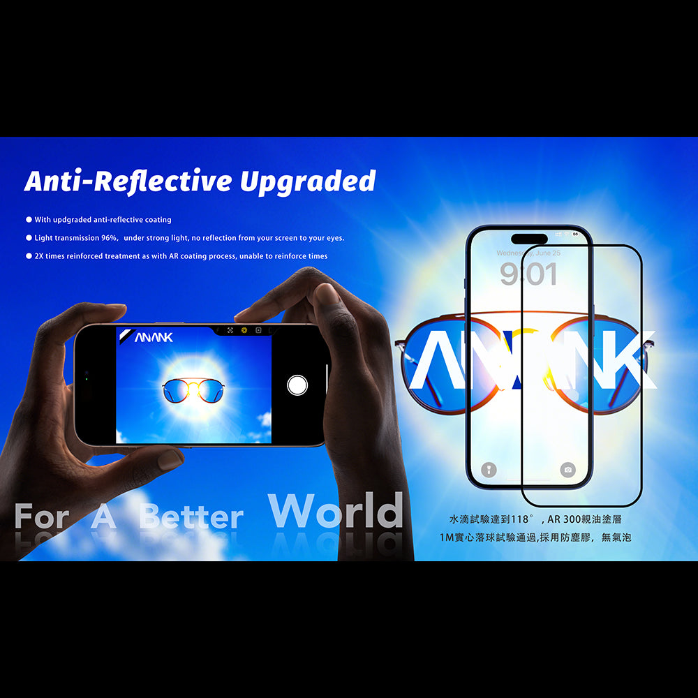 Folie de protectie ANANK 2.5D Anti-reflection compatibil cu iPhone 17, Negru