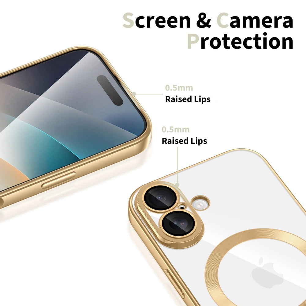 Husa de protectie Techsuit Luxury Crystal MagSafe compatibil cu iPhone 17, Auriu