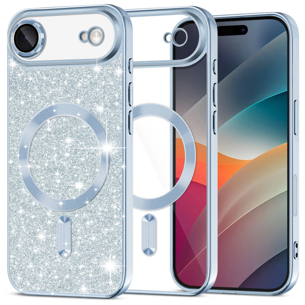 Husa de protectie Techsuit Luxury Glitter MagSafe compatibil cu iPhone 17 Air, Albastru Deschis