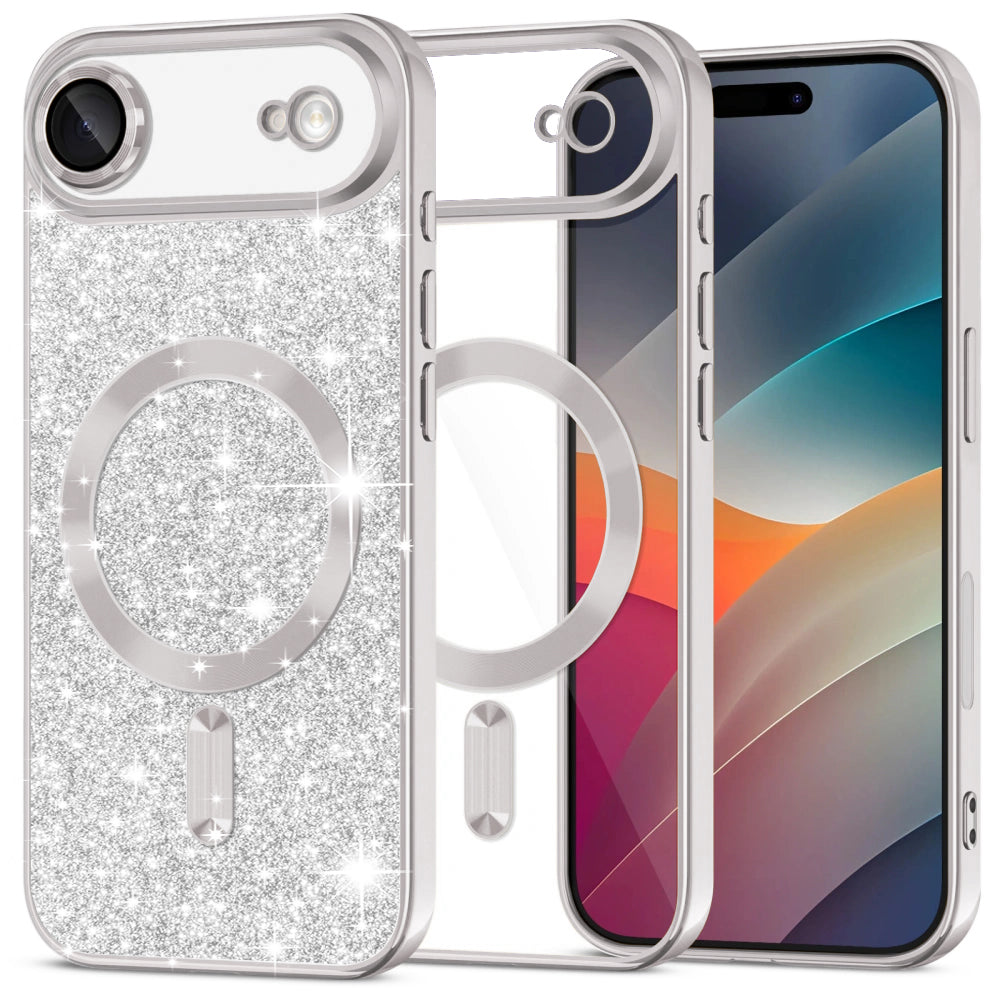 Husa de protectie Techsuit Luxury Glitter MagSafe compatibil cu iPhone 17 Air, Argintiu