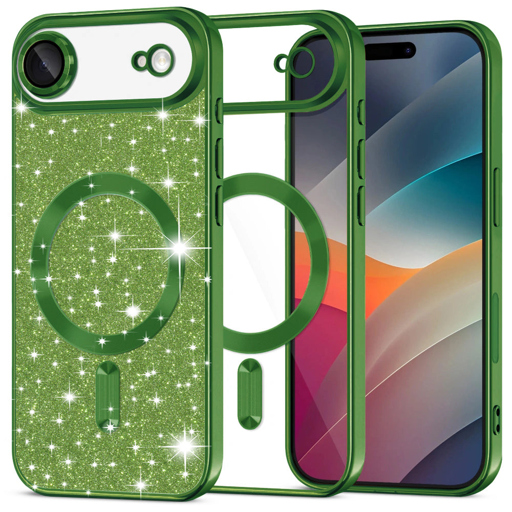 Husa de protectie Techsuit Luxury Glitter MagSafe compatibil cu iPhone 17 Air, Deep Green