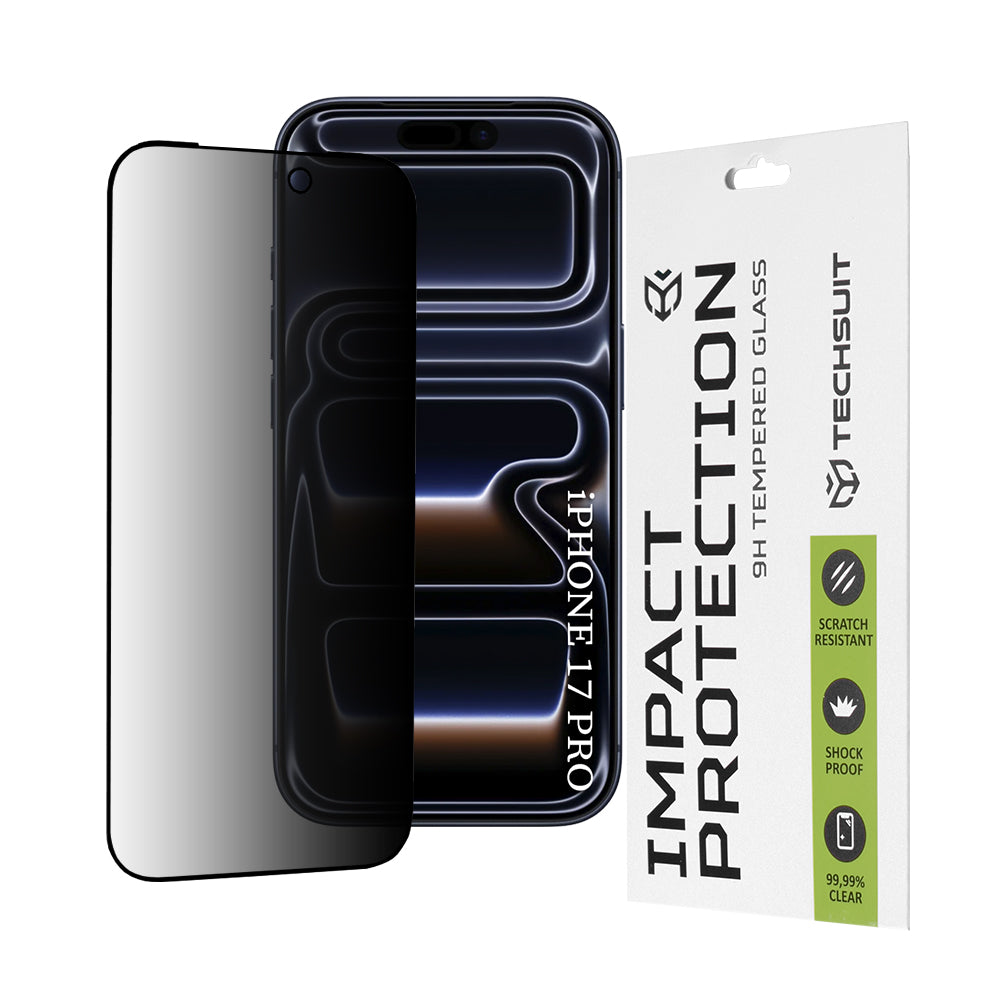 Folie de protectie Techsuit 111D Privacy Full Glue compatibil cu iPhone 17 Pro, Negru