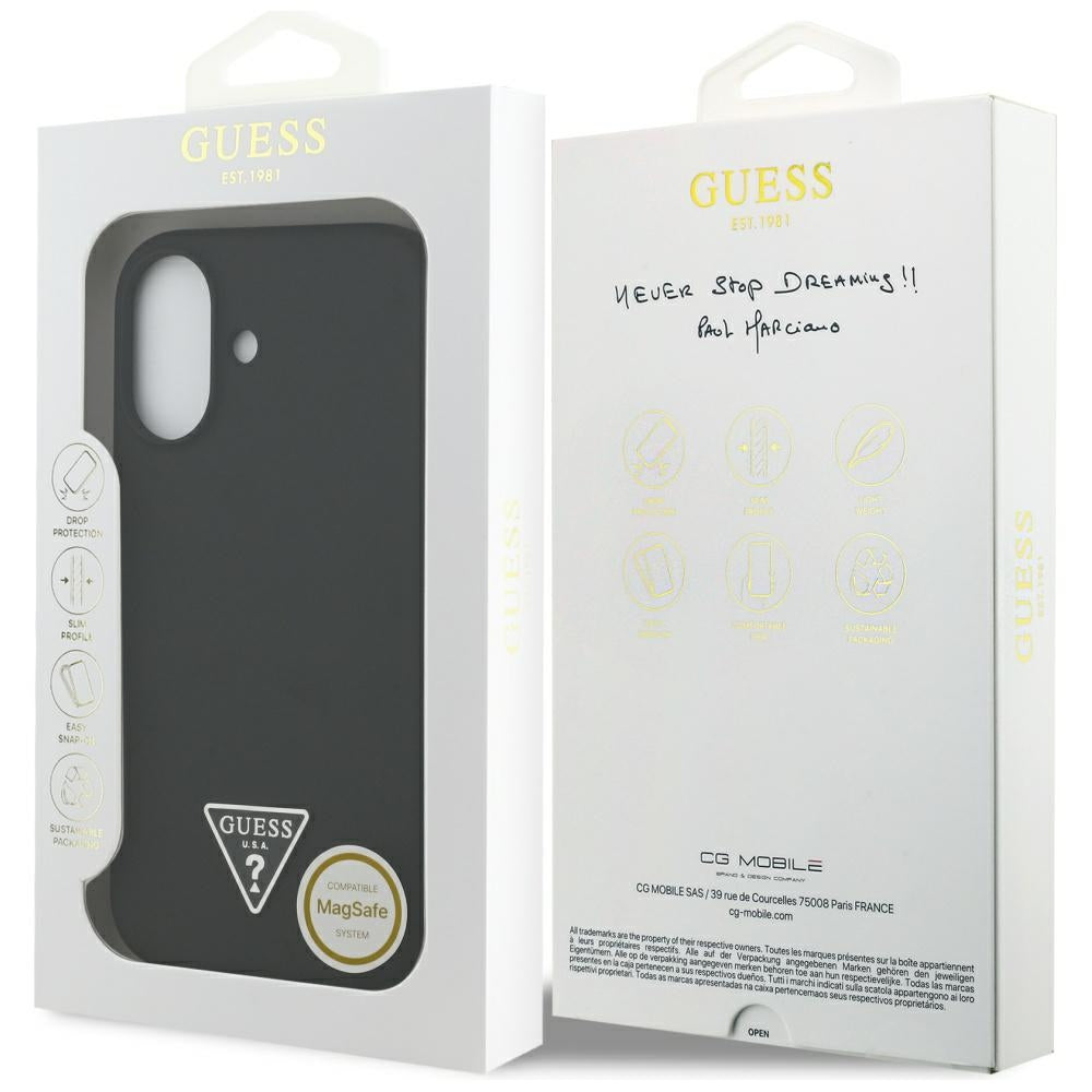 Husa de protectie Guess Silicone Triangle Logo MagSafe (GUHMP17SSCTRLMK) compatibil cu iPhone 17, Negru