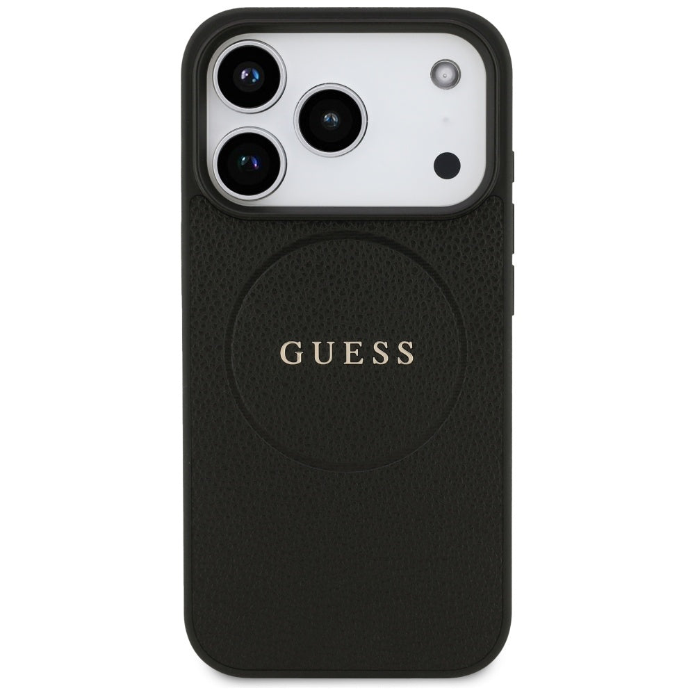 Husa de protectie Guess Grained Gold Ring MagSafe (GUHMP17XPGHSMMK) compatibil cu iPhone 17 Pro Max, Negru