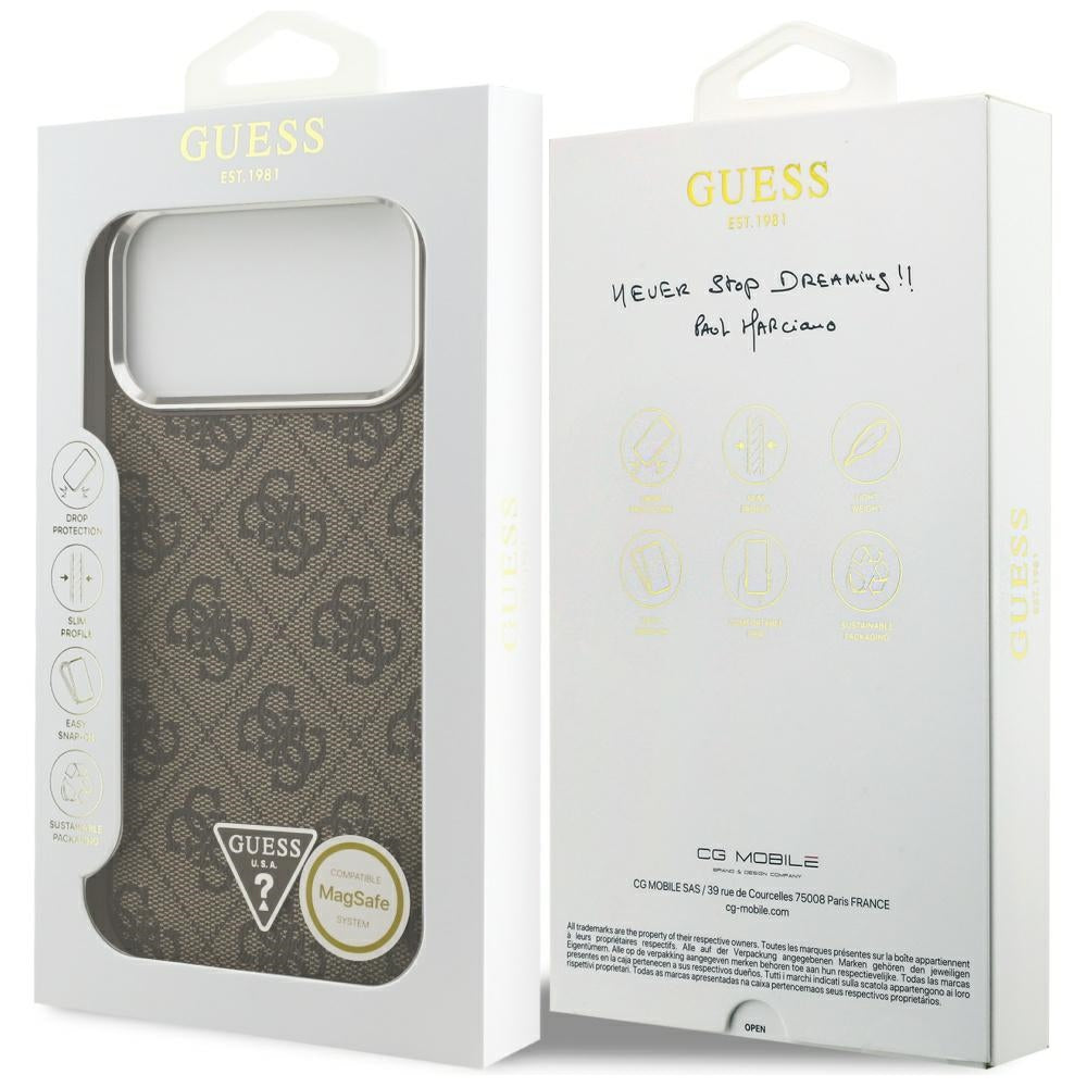 Husa de protectie Guess Hardcase 4G Triangle Logo MagSafe (GUHMP17XP4TSRCMW) compatibil cu iPhone 17 Pro Max, Maro