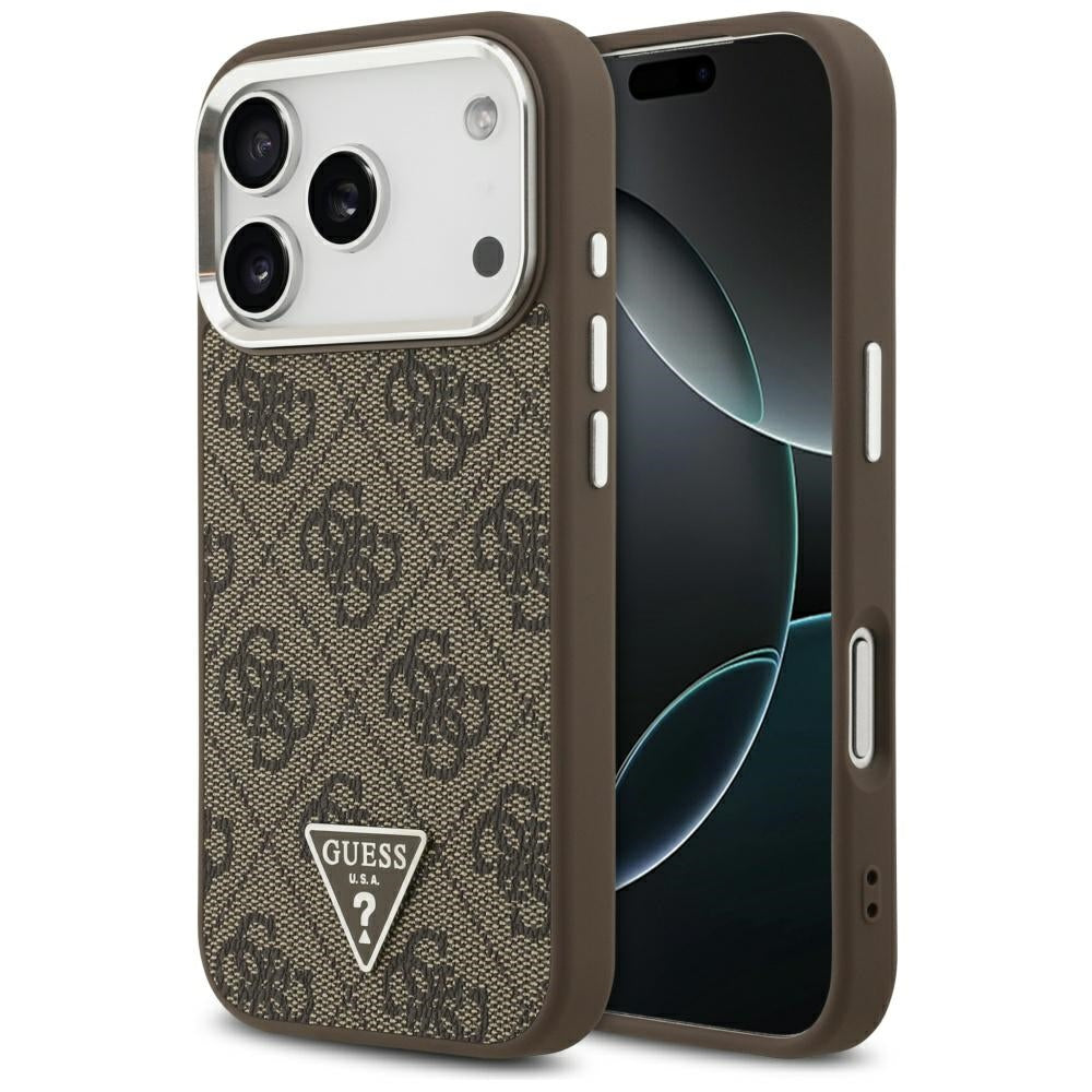 Husa de protectie Guess Hardcase 4G Triangle Logo MagSafe (GUHMP17LP4TSRCMW) compatibil cu iPhone 17 Pro, Maro