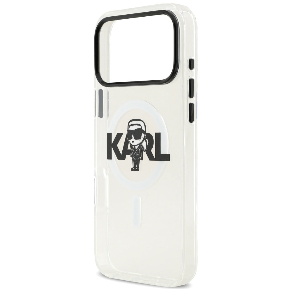 Husa de protectie Karl Lagerfeld IML MagSafe Sketch Logo (KLHMP17XHGKIGKBT) compatibil cu iPhone 17 Pro Max, Transparent Karl