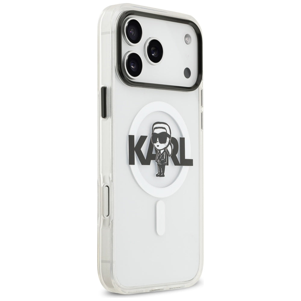 Husa de protectie Karl Lagerfeld IML MagSafe Sketch Logo (KLHMP17XHGKIGKBT) compatibil cu iPhone 17 Pro Max, Transparent Karl